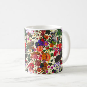 Caneca De Café Vintage Butterfly Rabbit Garden Floral Watercolor