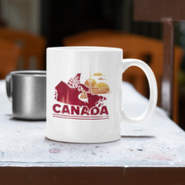 Caneca De Café Vintage Canada Viagem Country Map Maple Leaf