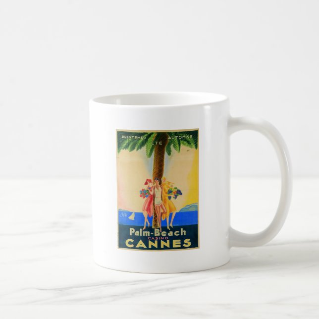 Caneca De Café Vintage Cannes Viagem francês (Direita)