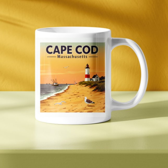 Caneca De Café Vintage Cape Cod Massachusetts (Criador carregado)