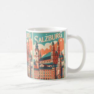 Caneca De Café Vintage, capital da Áustria, salzburg skyline