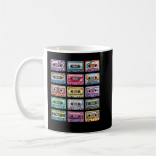 Caneca De Café Vintage Cassette Tape Coleção de Música da década 
