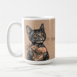 Caneca De Café Vintage Cat With Heart Box Valentines Day