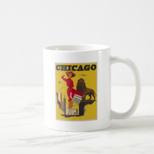 Caneca De Café Vintage Chicago EUA Air Viagem Advertisement