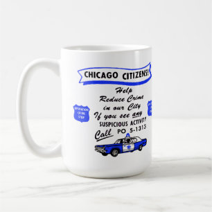 Caneca De Café Vintage Chicago Operação Crime Stop.