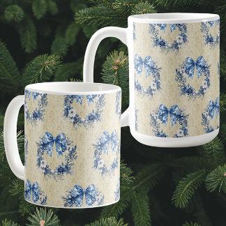 Caneca De Café Vintage Chinoiserie Blue Wreath Antique Damask