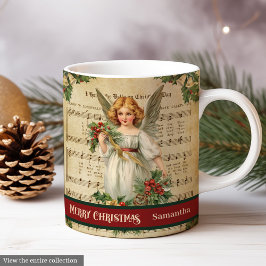 Caneca De Café Vintage Christmas Mug Elegant Angel Holiday Style