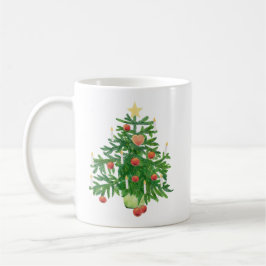 Caneca De Café Vintage Christmas Tree with a Star & Heart Cookie