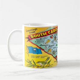Caneca De Café Vintage Colorful South Carolina Map Mug