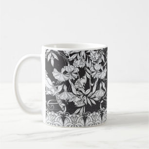 Caneca De Café Vintage com flores decorativas e bir