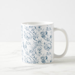 Caneca De Café Vintage com gravação de fantasia floral francesa