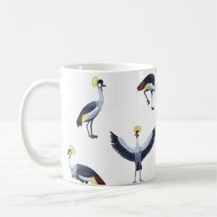 Caneca De Café Vintage com um padrão perfeito com aves de guindas