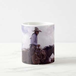 Caneca De Café Vintage Cowboy com seu gado de Koerner