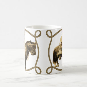 Caneca De Café Vintage cowboy ocidental em cavalos