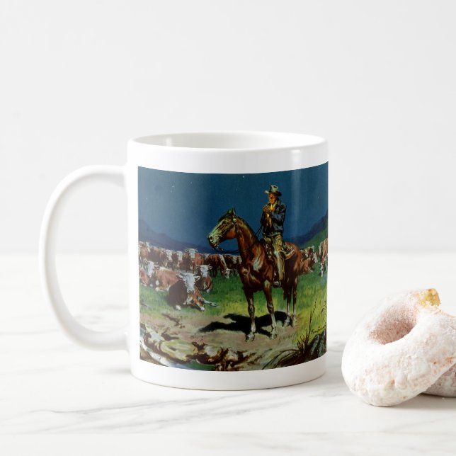 Caneca De Café Vintage Cowboy, Pecuária na Fazenda (Com Donut)