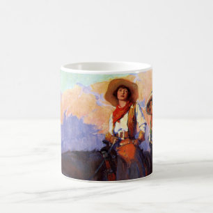 Caneca De Café Vintage Cowboys, Man and Woman on Horses, Anderson