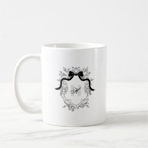 Caneca De Café Vintage Crest Monograma Coquette Nome do Arco