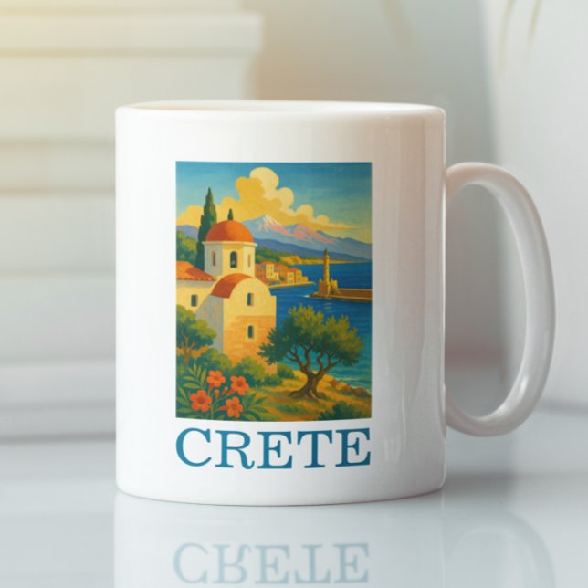 Caneca De Café Vintage Crete Grécia (Vintage Crete Greece Island Artwork Travel Coffee Mug)