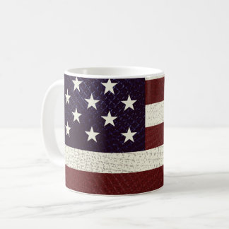 Caneca De Café Vintage Crosshatch American Flag Stars and Stripes