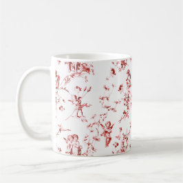 Caneca De Café Vintage Cupid Angels Floral Red Toile Nomes de Cas