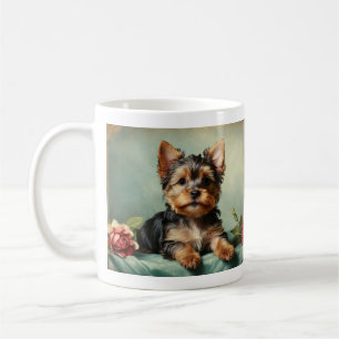 Caneca De Café Vintage Cute Yorkshire Terrier Puppy Dog Portrait