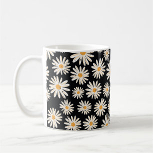 Caneca De Café Vintage Daisy floresce um padrão de colheita sem