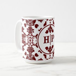 Caneca De Café Vintage Damask Monograma