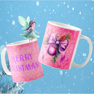 Caneca De Café Vintage Damask Purple Pink Ornaings Natal