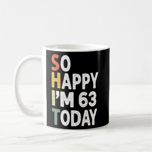 Caneca De Café Vintage De Aniversário De 63 Anos Tão Feliz Im 63