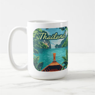 Caneca De Café Vintage de longa distância na ilha tropical da Tai