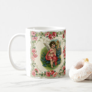 Caneca De Café Vintage Dia de os namorados Vitoriano Cherub ao te
