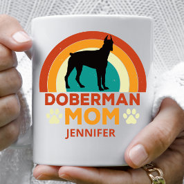 Caneca De Café Vintage Doberman Dog Mãe Sunset Personalizado