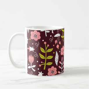 Caneca De Café Vintage Doodle Floral Sem Vista