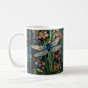 Caneca De Café Vintage Dragonfly art vidro botânico floral