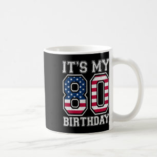 Caneca De Café Vintage É Meu 80 Birthday American Flag Indepen