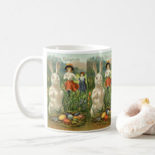 Caneca De Café Vintage Easter Bunny e Crianças Felizes Eastertide