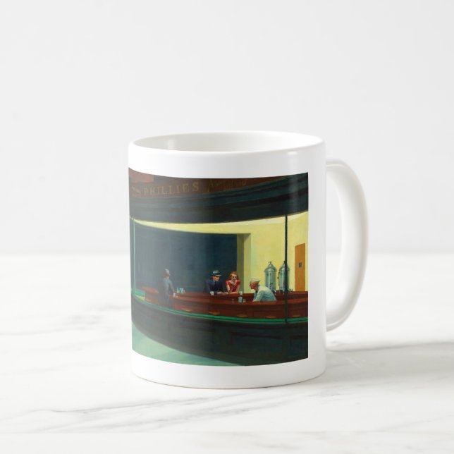 Caneca De Café Vintage Edward Hopper Nighthawks Diner (Frente Esquerda)