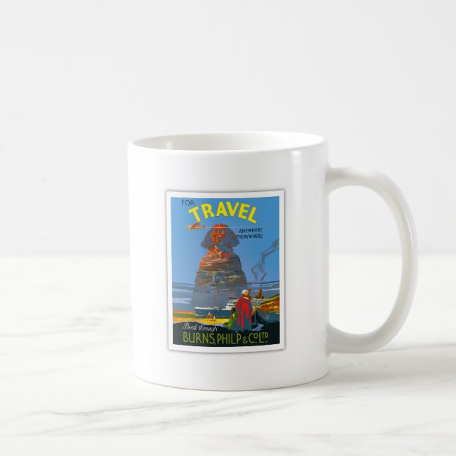 Caneca De Café Vintage Egito Air Viagem Advertisement (Direita)