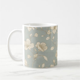 Caneca De Café Vintage Elegant Botanical Line Art 