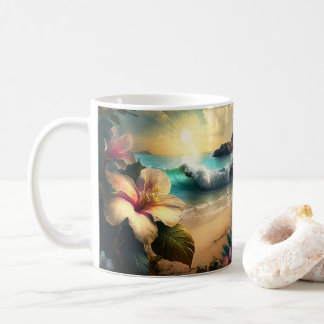 Caneca De Café Vintage Exotic Hawaiai Flowers Coffee Mug