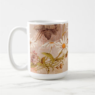 Caneca De Café Vintage Faded Autumn em Paris Damask Wallpaper