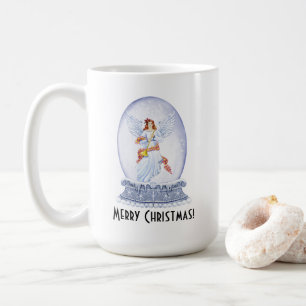 Caneca De Café Vintage Felry Christmas Angel Sparparte Snowglobe