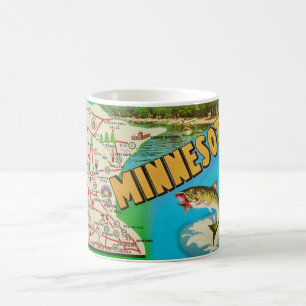 Caneca De Café Vintage Fishy Map do Minnesota