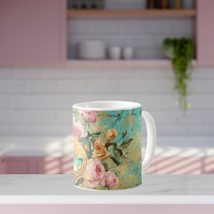 Caneca De Café Vintage Floral and Butterfly Buquê