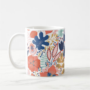 Caneca De Café Vintage floral brilhante: estilo escandinavo.