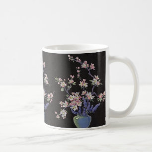 Caneca De Café Vintage Floral, Cherry Blossoms Flores em um Vaso