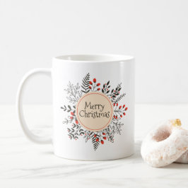 Caneca De Café Vintage Floral Feliz Natal| Mug Clássico