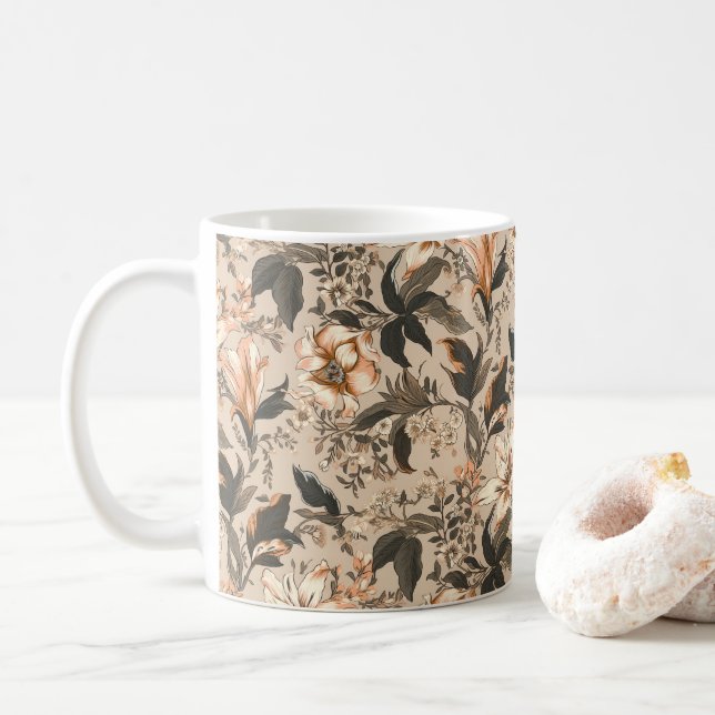 Caneca De Café Vintage Floral Pattern Mug (Com Donut)