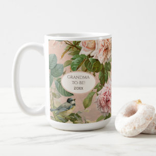 Caneca De Café Vintage Floral Rosas Blush Vovó Amarelo para ser