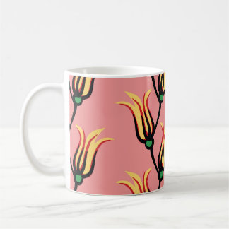 Caneca De Café Vintage Floral Sintage Patterno De Flor Sem Costur
